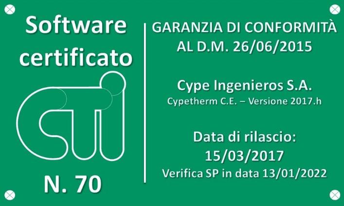 CYPETHERM C.E. Etichetta di garanzia di conformità al D.LGS. 192/2005